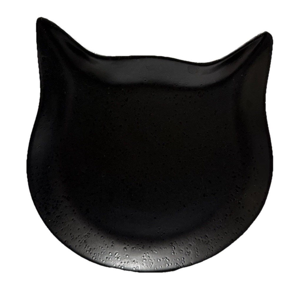 Vintage Style Black Cat Shaped Plate Crofton Stoneware Serving Dish Tray 8"